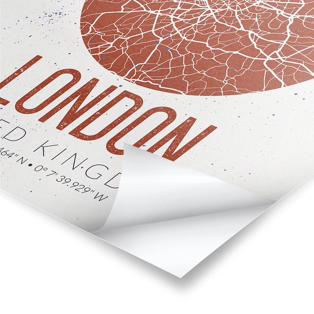 Cuadros a blanco y negro City Map London - Retro