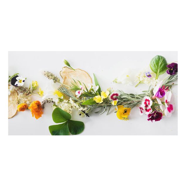 Paneles de vidrio para cocinas Fresh Herbs With Edible Flowers