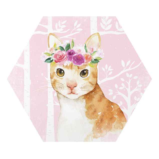 Cuadros animales Watercolor Cat Pink