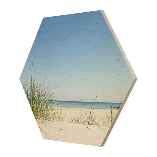 Hexagon Bild Holz - Ostseeküste