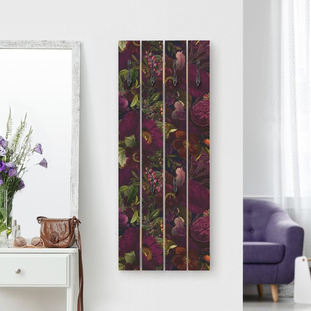 Percheros de pared de flores Purple Blossoms Dark