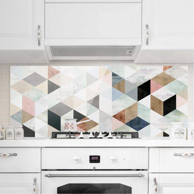 Decoración cocina Watercolor Mosaic With Triangles I
