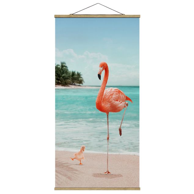 Cuadros con mar Beach With Flamingo