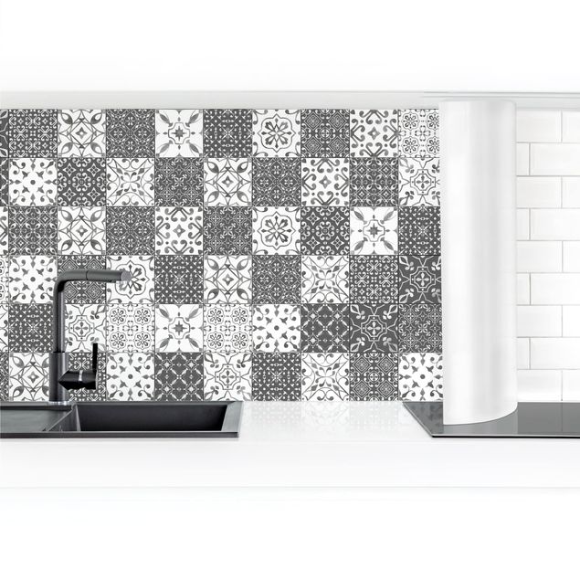 Salpicaderos de cocina Tile Pattern Mix Gray White