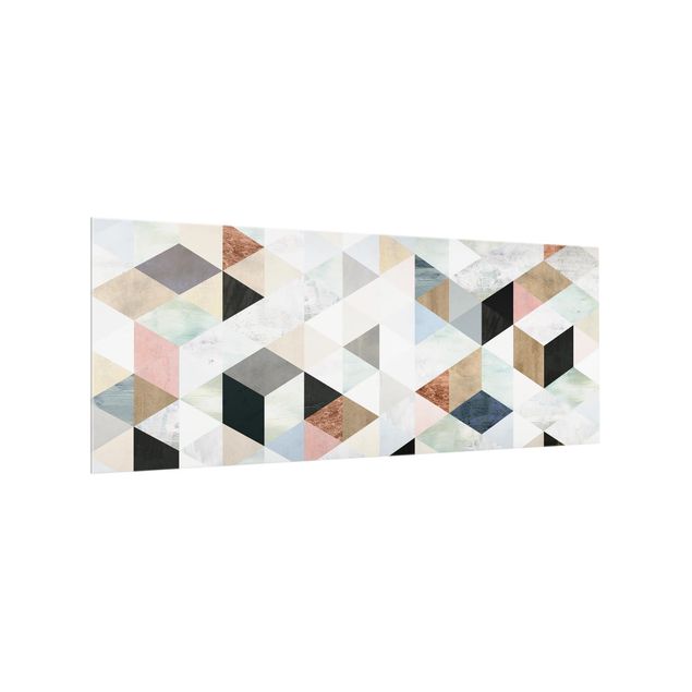 Paneles de vidrio para cocinas Watercolor Mosaic With Triangles I