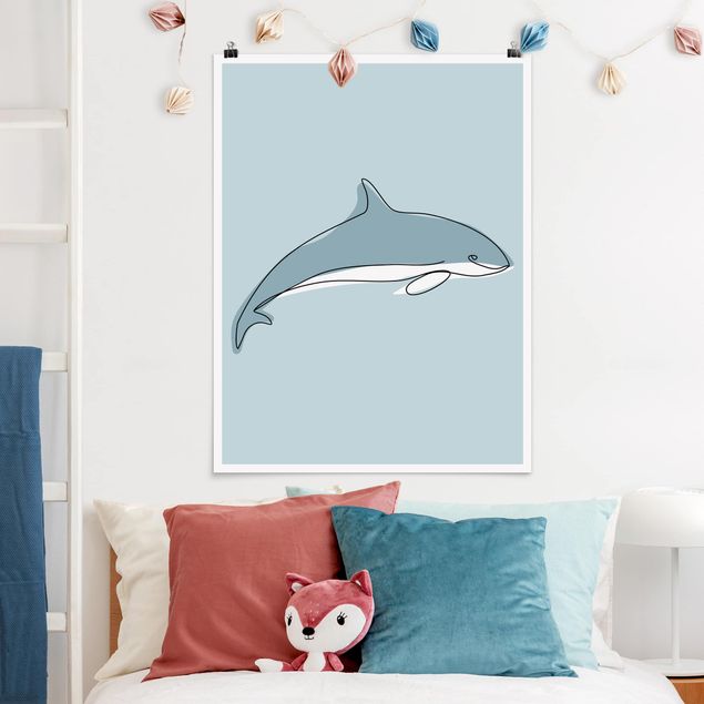 Decoración habitación infantil Dolphin Line Art