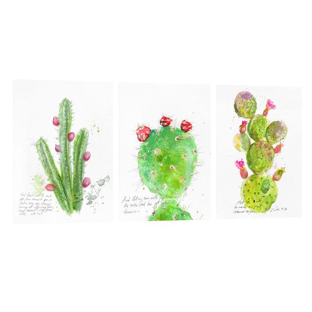 Cuadros flores Cactus With Bible Verse Set I