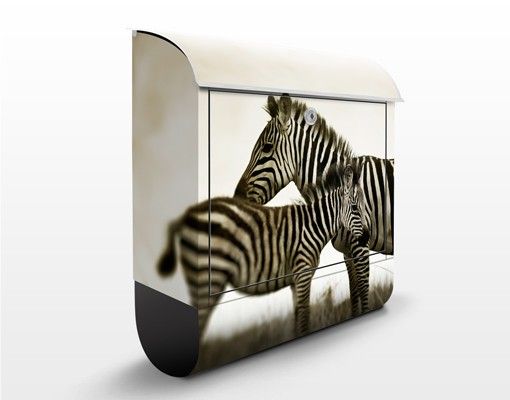 Buzón blanco y negro Zebra Couple