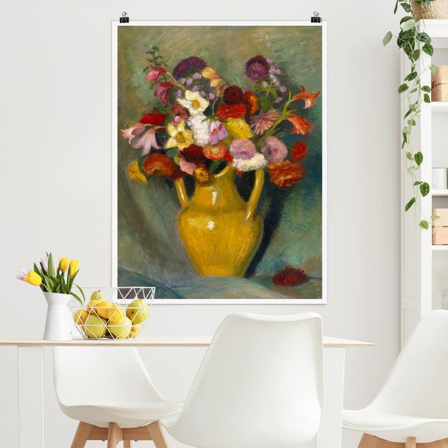 Cuadros expresionistas Otto Modersohn - Colourful Bouquet in Yellow Clay Jug