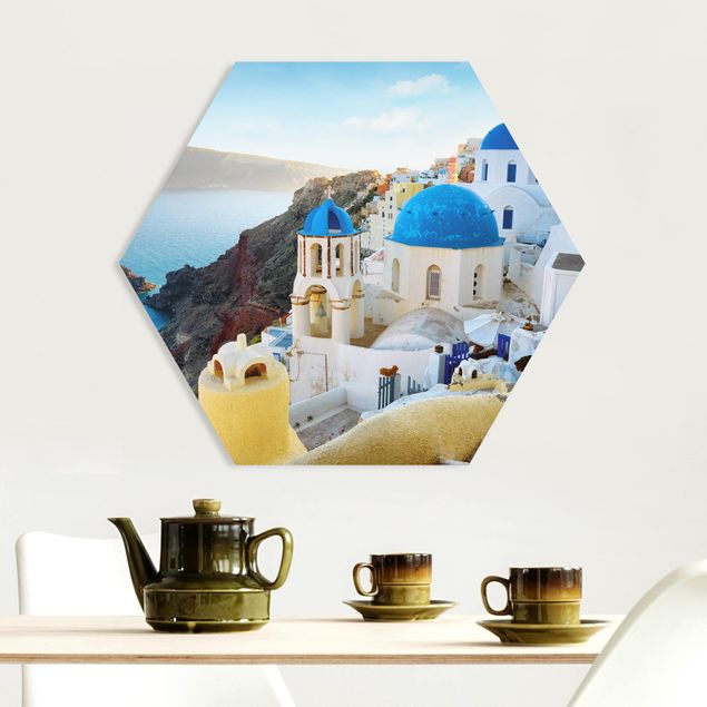 Cuadros de paisajes de montañas Santorini