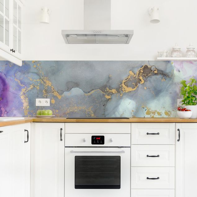 revestimiento pared cocina Colour Experiments Marble Rainbow Colours  And Gold