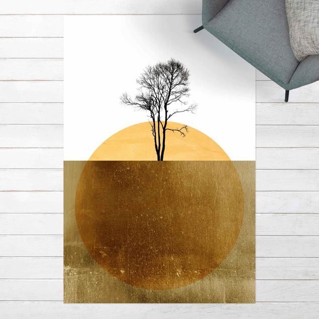 Alfombra exterior Golden Sun With Tree