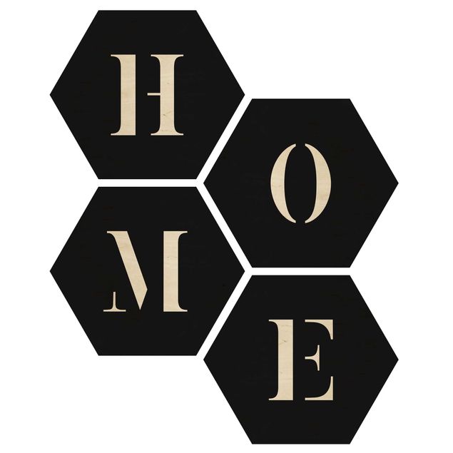 Cuadros hexagonales Letters HOME White Set II