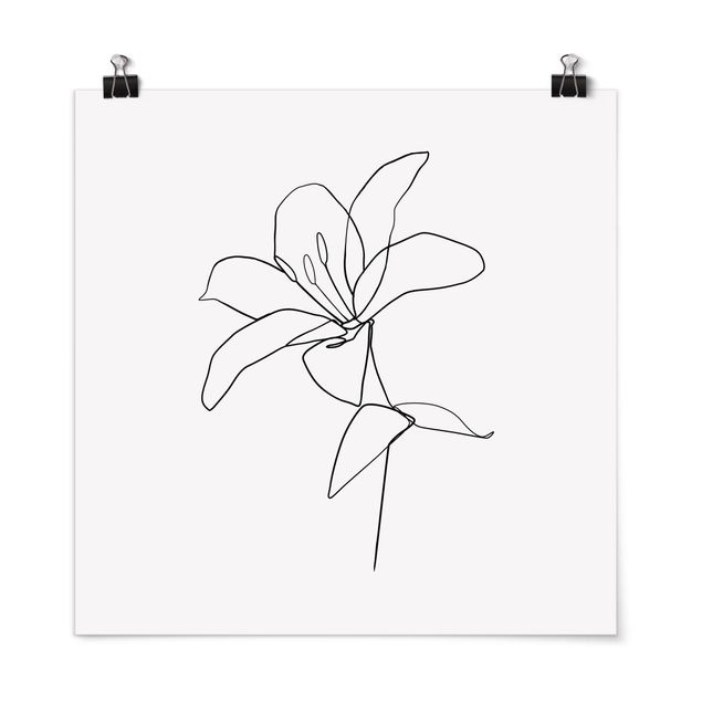 Pósters en blanco y negro Line Art Flower Black White