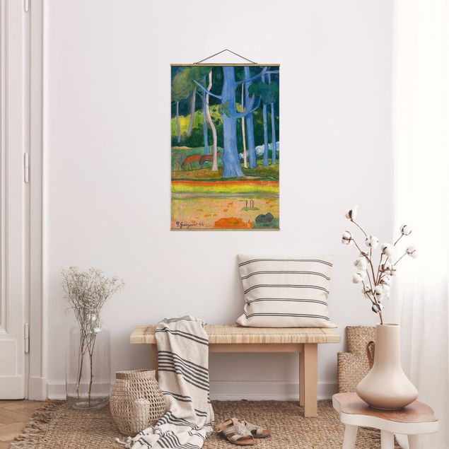 Cuadros impresionistas Paul Gauguin - Landscape with blue Tree Trunks