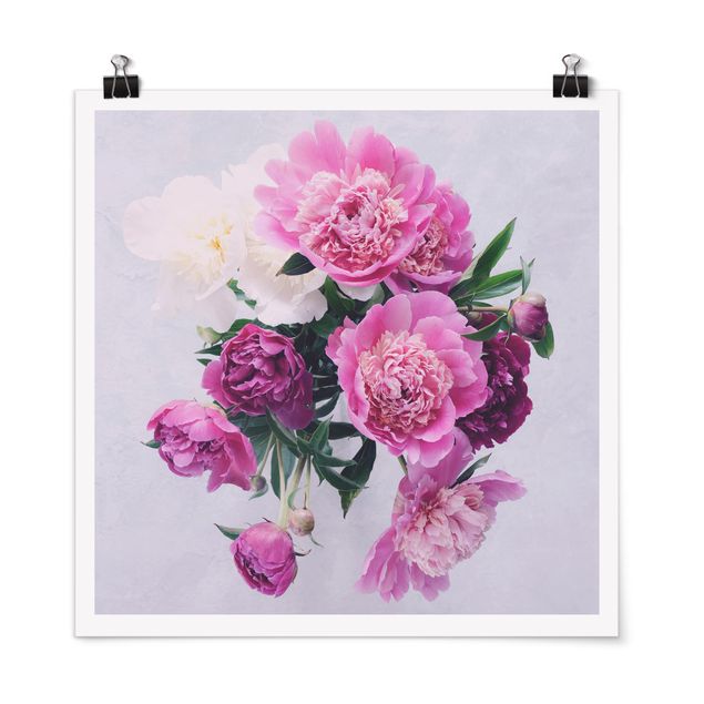Cuadros de flores modernos Peonies Shabby Pink White