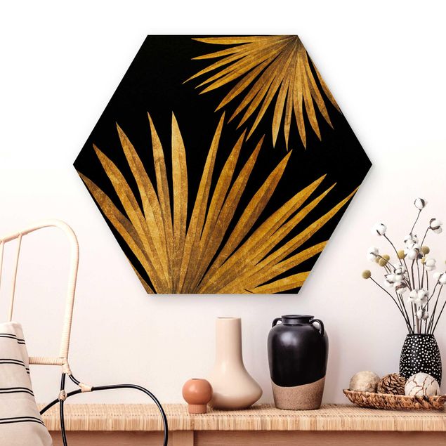 Decoración en la cocina Gold - Palm Leaf On Black