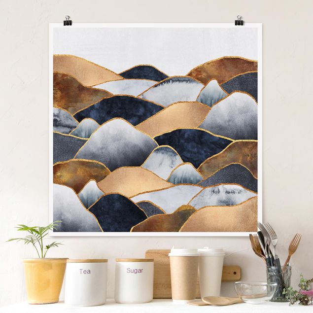 Cuadros de montañas Golden Mountains Watercolour