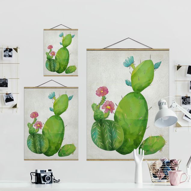 Cuadros modernos Cactus Family In Pink And Turquoise