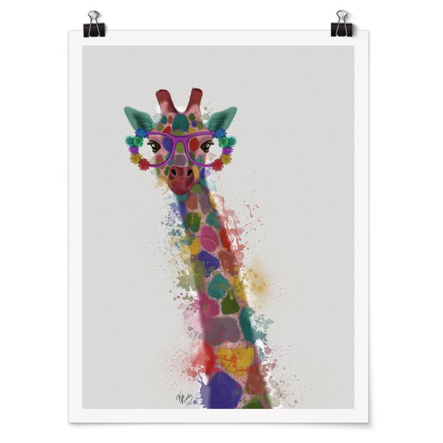Cuadros decorativos modernos Rainbow Splash Giraffe