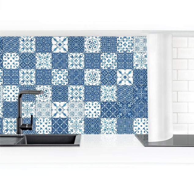Salpicaderos de cocina Tile Pattern Mix Blue White