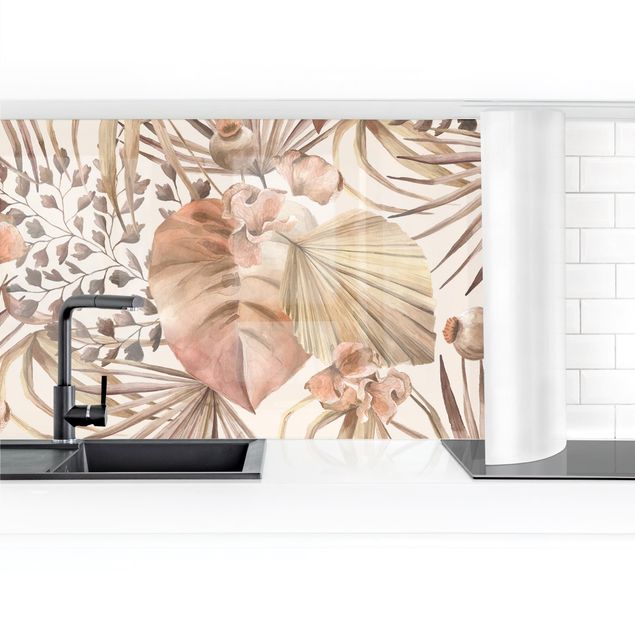 revestimiento pared cocina Beige Palm Leaves II