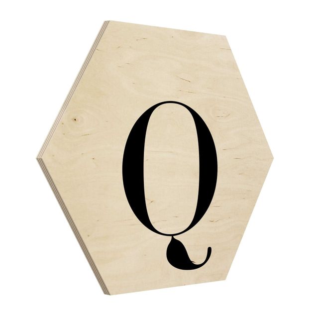 cuadros hexagonales Letter Serif White Q