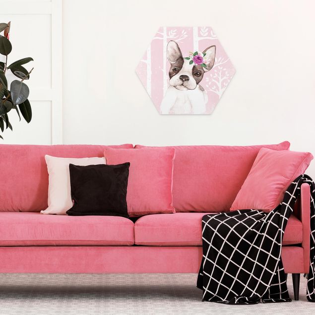 Cuadros modernos y elegantes Watercolor Pug Pink