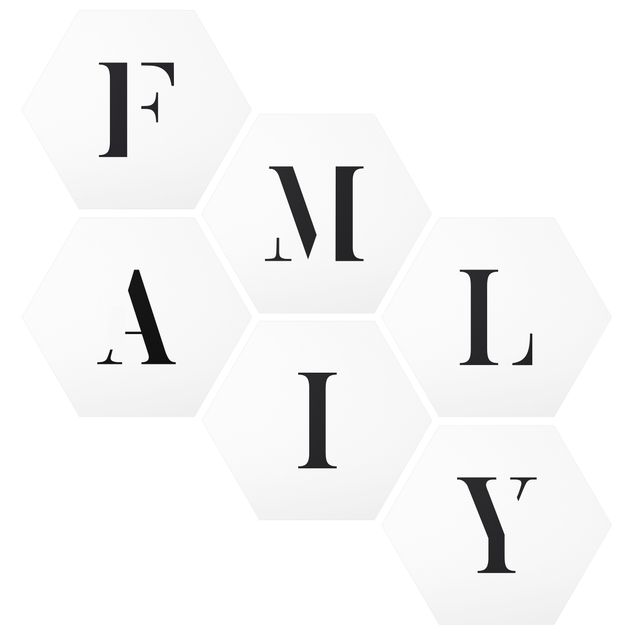 Cuadros frases Letters FAMILY Black Set II