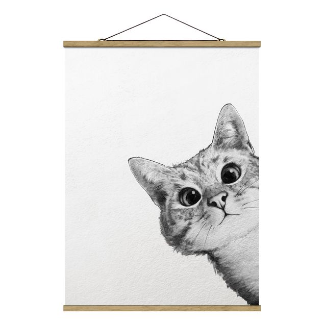 Reproducciónes de cuadros Illustration Cat Drawing Black And White