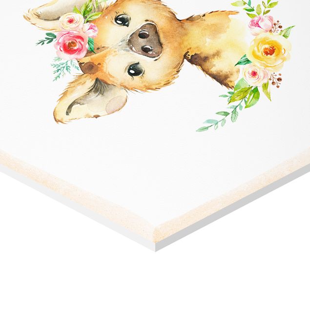Cuadros hexagonales Watercolour Forest Animals With Flowers Set V