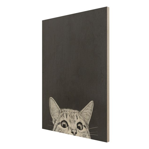 Decoración infantil pared Illustration Cat Black And White Drawing