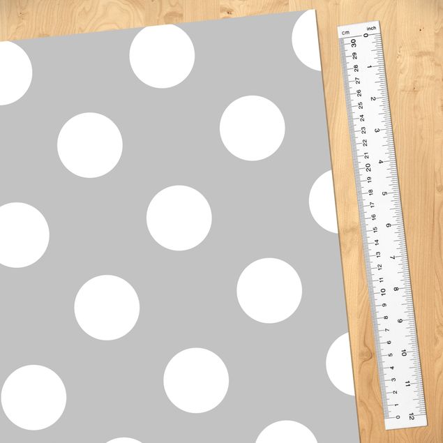 Papel adhesivo para muebles gris White Dots On Gray