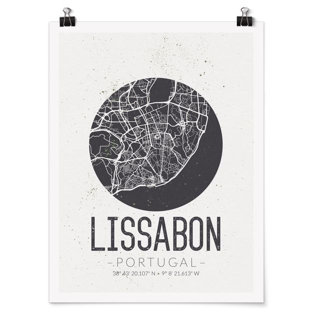 Láminas frases Lisbon City Map - Retro