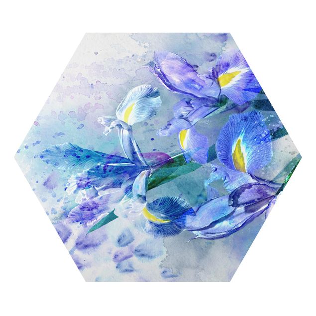 Cuadros en tonos azules Watercolour Flowers Iris