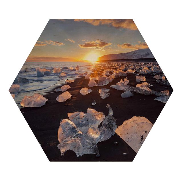 Cuadros Mirau Chunks Of Ice On The Beach Iceland