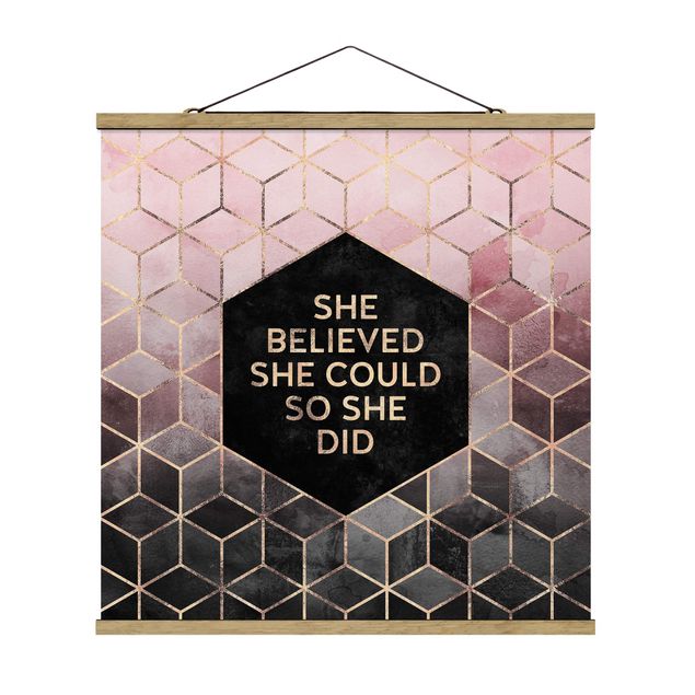 Cuadros con frases She Believed She Could Rosé Gold
