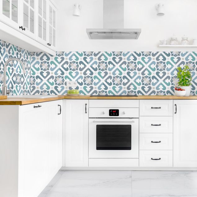 Salpicadero cocina adhesivo efecto teja Geometrical Tiles - Water