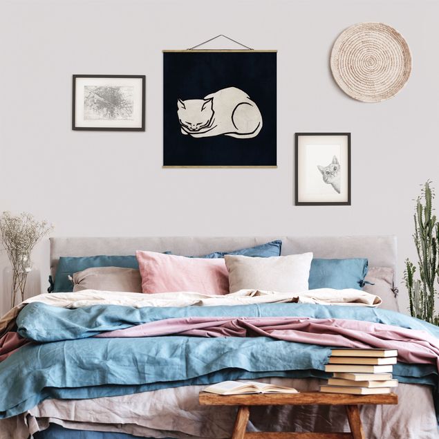 Láminas de cuadros famosos Sleeping Cat Illustration