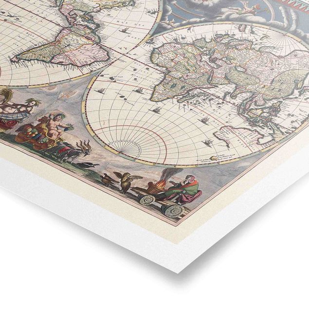 Cuadros decorativos Historic World Map Nova Et Accuratissima Of 1664