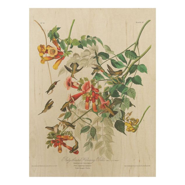 Cuadros de madera flores Vintage Board Hummingbirds