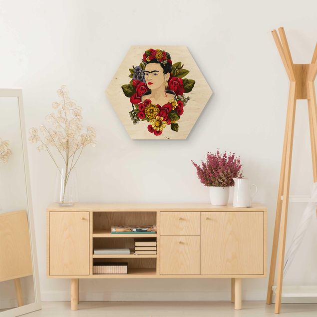 Cuadros de madera flores Frida Kahlo - Roses