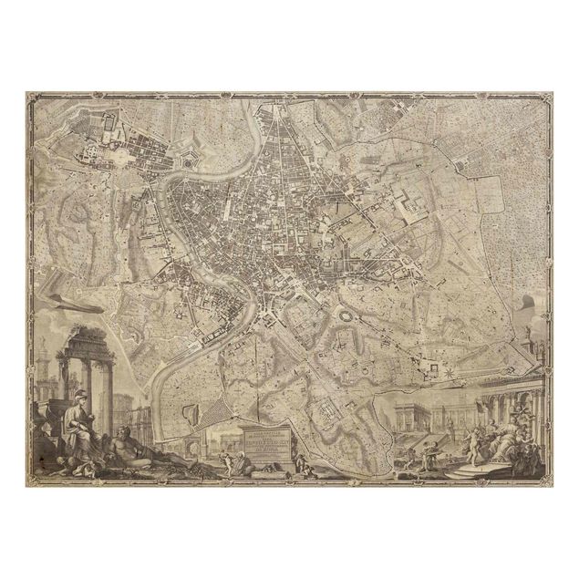 cuadros de madera vintage Vintage Map Rome