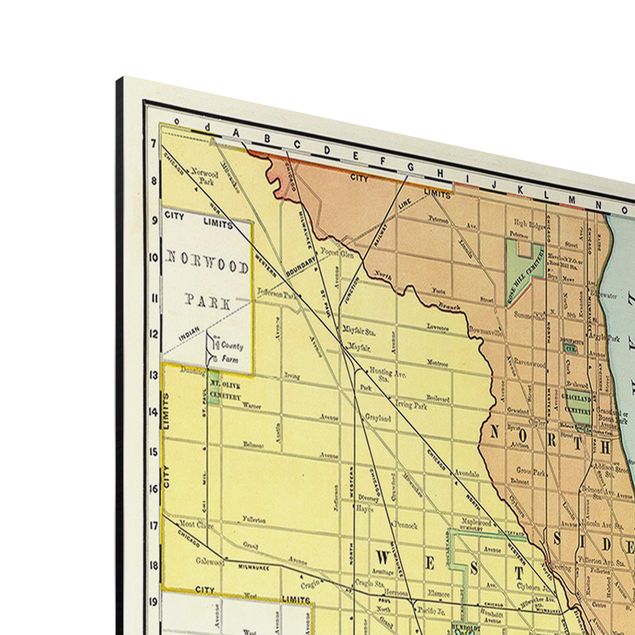 Cuadros multicolores Vintage Map Chicago