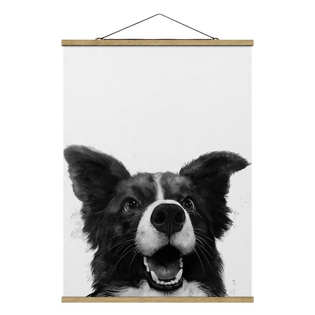 Cuadros modernos y elegantes Illustration Dog Border Collie Black And White Painting