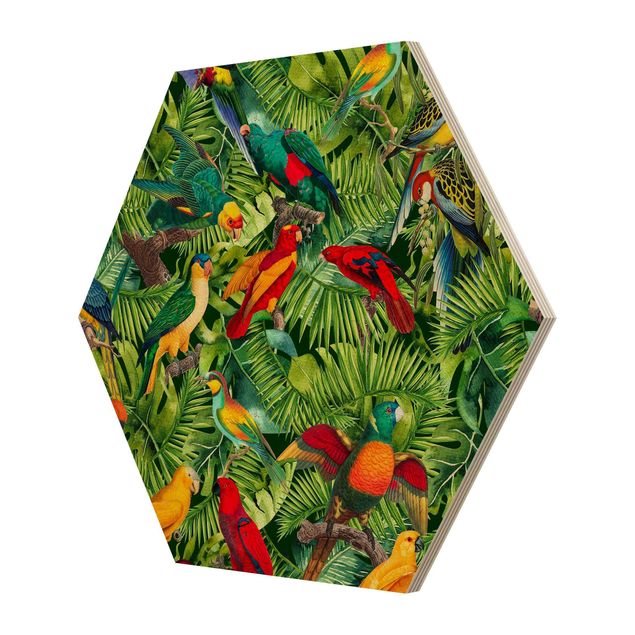 Cuadro multicolor Colorful Collage - Parrot In The Jungle