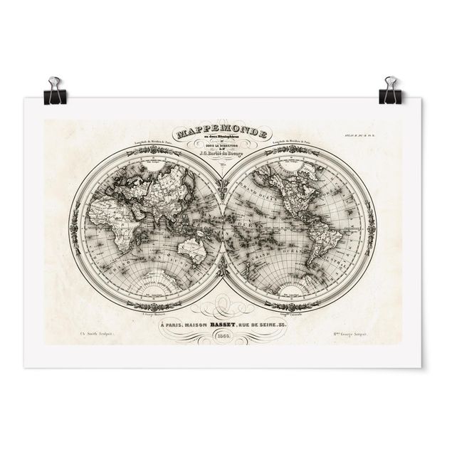 Póster vintage  World Map - French Map Of The Cap Region Of 1848