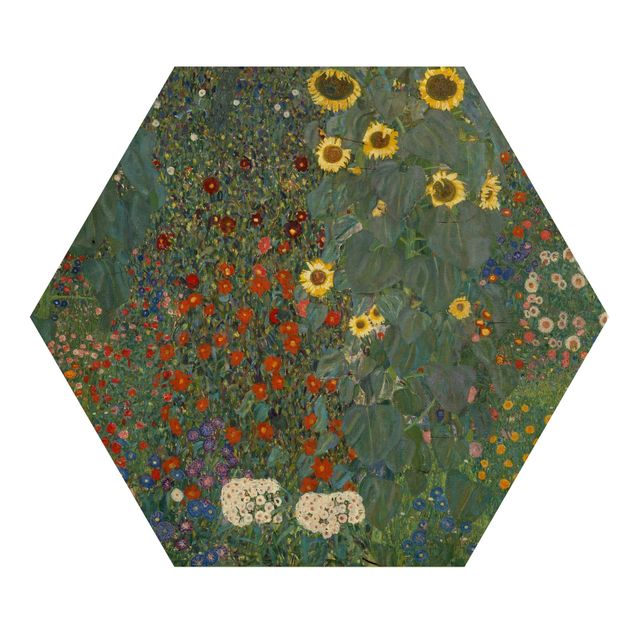 Cuadros de madera flores Gustav Klimt - Garden Sunflowers