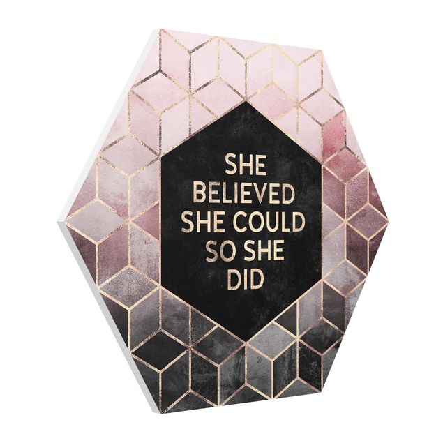 Cuadros con frases motivadoras She Believed She Could Rosé Gold