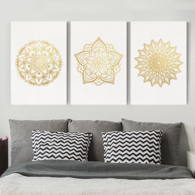 Decoración de cocinas Mandala Flower Sun Illustration Set Gold
